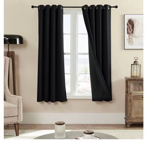 Set of two Elegant Black Grommet blackout Curtains. NWT